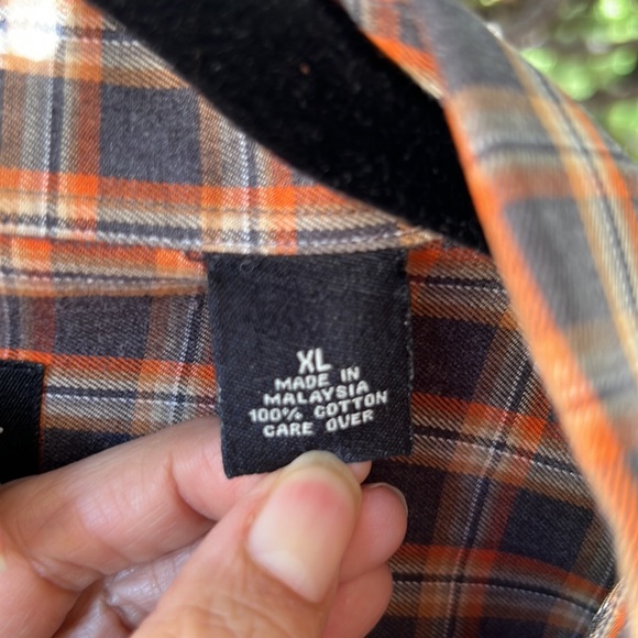 JoS A BANK Plaid Shirt with Orange and‎ Gray Pattern Mens size XL - Picture 7 of 10
